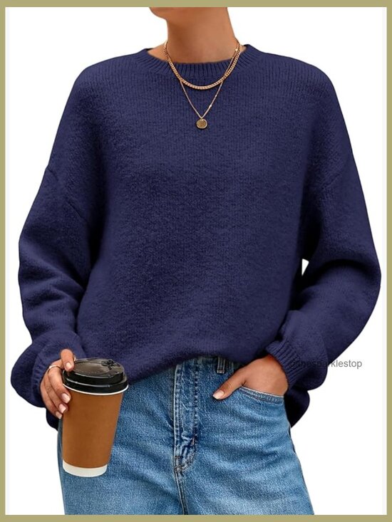 Sweaters - Oversized Chunky Knit Pullover Sweater Long Sleeve Crewneck